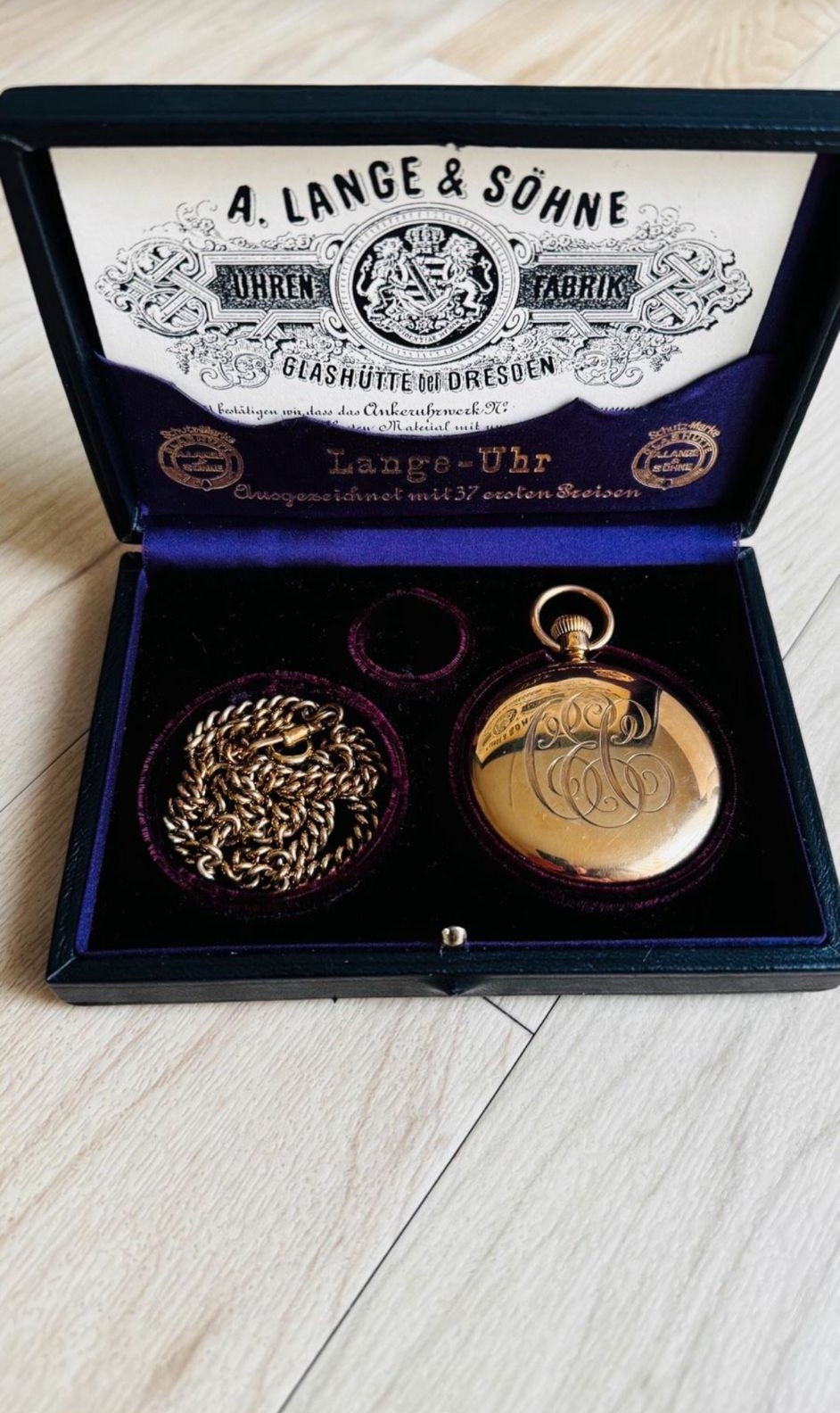 A. Lange und Söhne Taschenuhr mit Originalbox